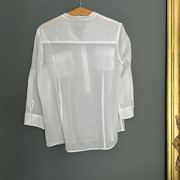 Talbots White 3/4” sleeves, sheer White tunic.  Sophisticated look🙌🏻 - Picture 6 of 6